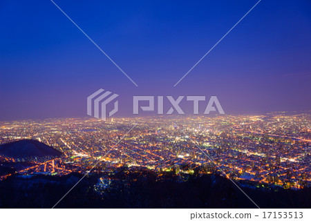札幌視圖夜視圖從altoya山觀測所的 17153513