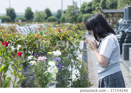 School girls who visit a grave 17154240