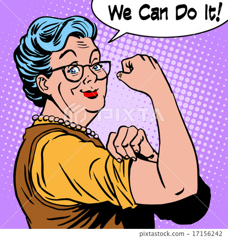 插图素材: granny old woman gesture we can do it