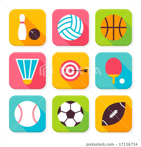 Flat Sport and Recreation Squared App Icons Set 17156734