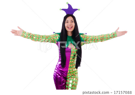 Woman clown isolated on white 17157088