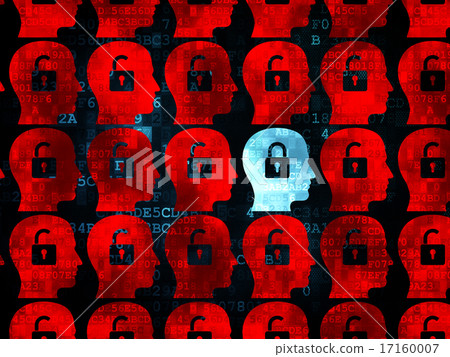 Finance concept: head with padlock icon on Digital background 17160007