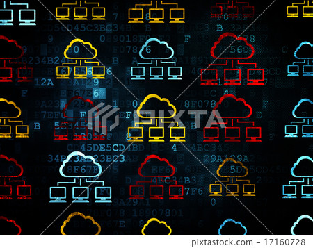 Cloud computing concept: Cloud Network icons on Digital background Cloud computing concept: Cloud Network icons on Digital background 17160728
