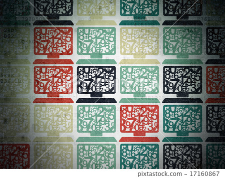 Learning concept: Computer Pc icons on Digital Paper background 17160867