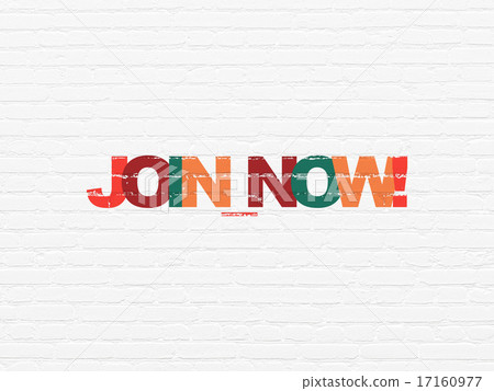 Social media concept: Join now! on wall background Social media concept: Join now! on wall background 17160977