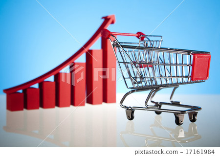 Shopping Cart Isolated On Blue Shopping Cart Isolated On Blue 17161984