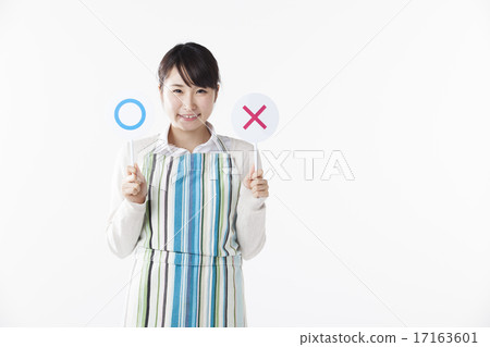 Female finger pointing pose 17163601