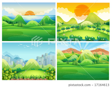 Four scenes of nature at daytime Four scenes of nature at daytime 17164613