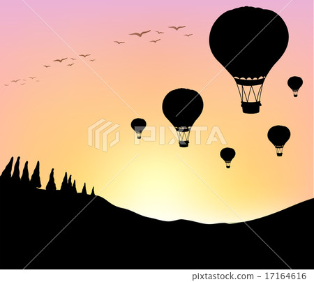 Silhouette balloons in the sky Silhouette balloons in the sky 17164616
