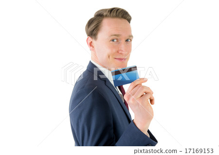 Businessman showing his credit card Businessman showing his credit card 17169153