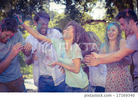 Friends throwing powder paint Friends throwing powder paint 17169340