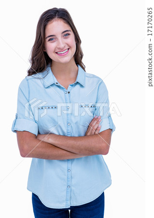 Pretty hipster with arms crossed smiling at camera 17170265