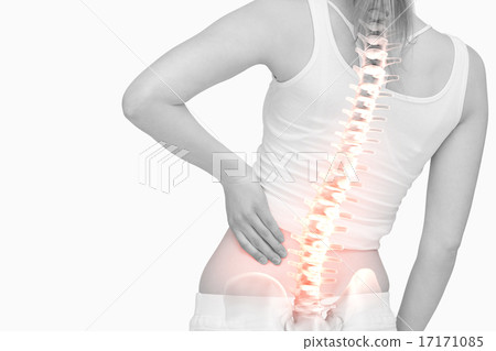 Highlighted spine of woman with back pain 17171085