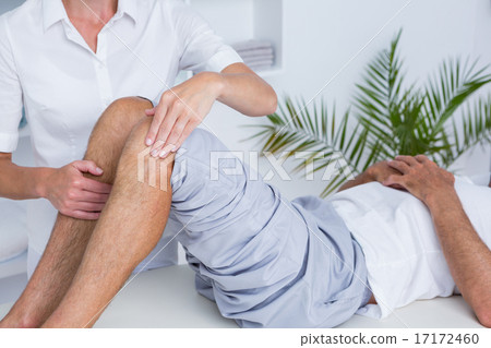 Man having knee massage Man having knee massage 17172460