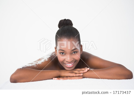 Pretty woman with salt scrub on shoulder Pretty woman with salt scrub on shoulder 17173437