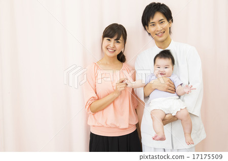 Male with baby and mother with white coat Male with baby and mother with white coat 17175509