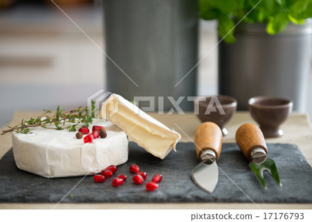 Closeup on camembert on table Closeup on camembert on table 17176793
