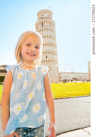 Portrait of baby girl in front of leaning tower of pisa, tuscany Portrait of baby girl in front of leaning tower of pisa, tuscany 17179023