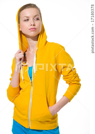 Portrait of modern teenager girl looking on copy space Portrait of modern teenager girl looking on copy space 17180378