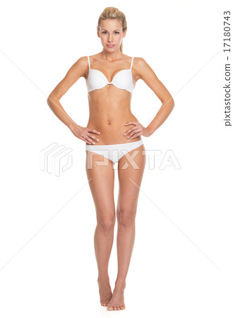 Full length portrait of happy young woman in lingerie Full length portrait of happy young woman in lingerie 17180743