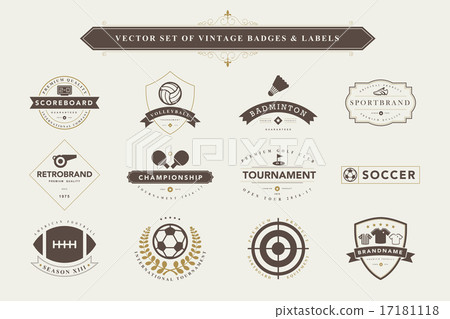 Set of vintage badges and labels. - Stock Illustration [17181118