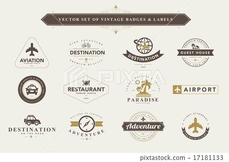 Set of vintage badges and labels. 17181133