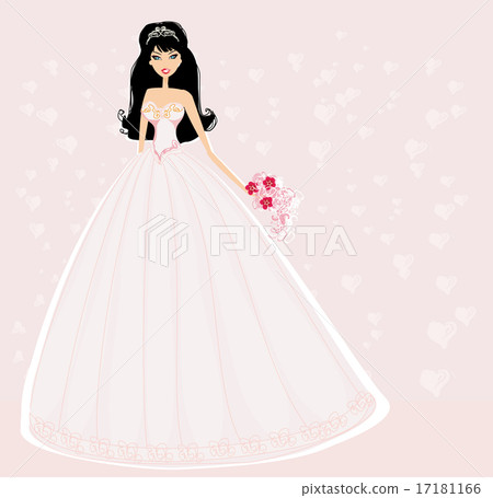 Beautiful bride with flowers card 17181166