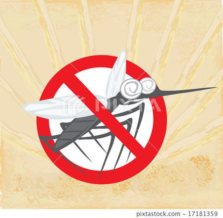 Anti mosquito sign with a funny cartoon mosquito. Anti mosquito sign with a funny cartoon mosquito. 17181359