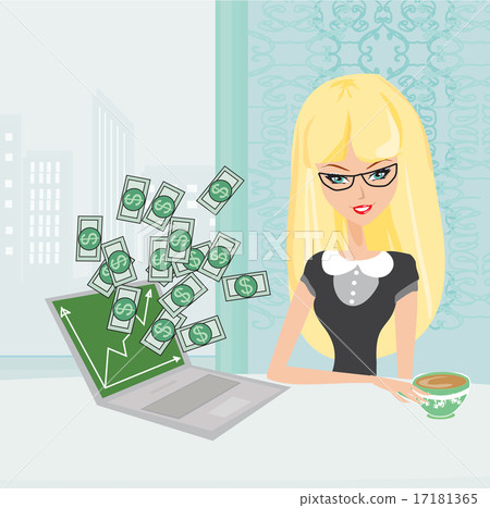 Money pouring out from a notebook computer Money pouring out from a notebook computer 17181365