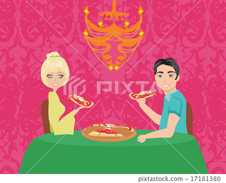 Couple enjoying pizza 17181380