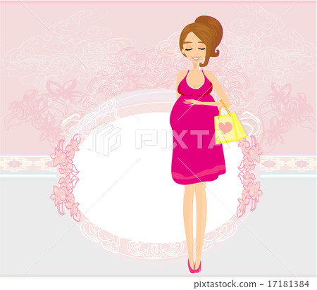 pregnant woman on shopping for her new baby Vector 17181384