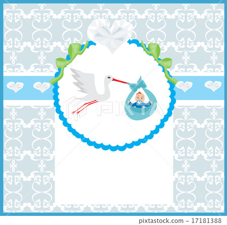 A stork delivering a cute baby boy. A stork delivering a cute baby boy. 17181388