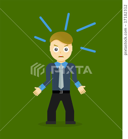 Angry young cartoon businessman or office worker. Flat design Angry young cartoon businessman or office worker. Flat design 17182312