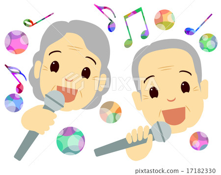 Senior couple singing at karaoke 17182330