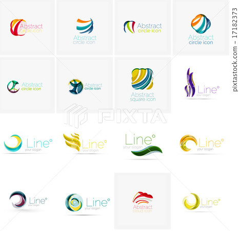 Set of abstract wavy elements. Circles, swirls and waves with copyspace for your message Set of abstract wavy elements. Circles, swirls and waves with copyspace for your message 17182373