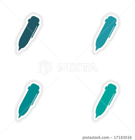 assembly realistic sticker design on paper pen 17183016
