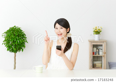 A woman holding an smartphone 17183248