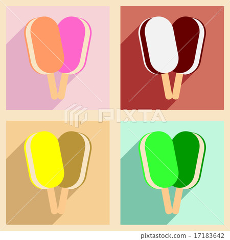 Flat with shadow concept and mobile application ice lolly 17183642