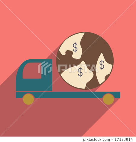 Flat with shadow icon and mobile application delivery vehicle world Flat with shadow icon and mobile application delivery vehicle world 17183914