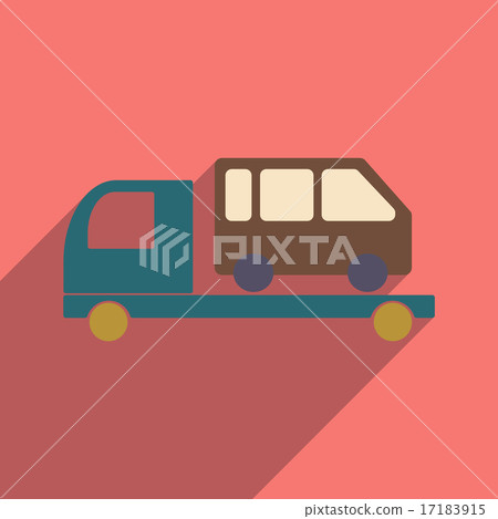 Flat with shadow icon and mobile application tow truck car Flat with shadow icon and mobile application tow truck car 17183915