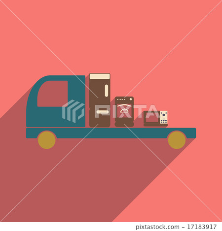 Flat with shadow icon and mobile application delivery household appliances 17183917