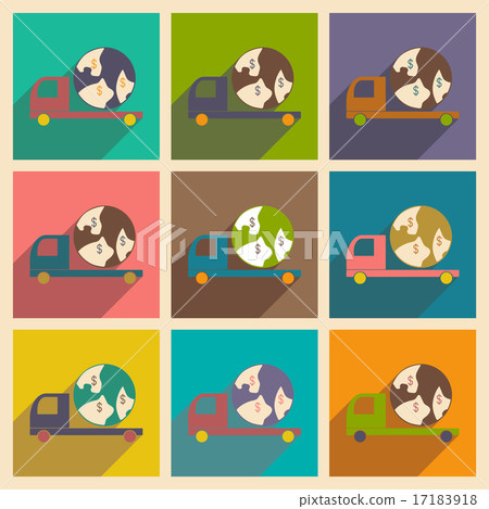 Flat with shadow concept and mobile application delivery vehicle world Flat with shadow concept and mobile application delivery vehicle world 17183918