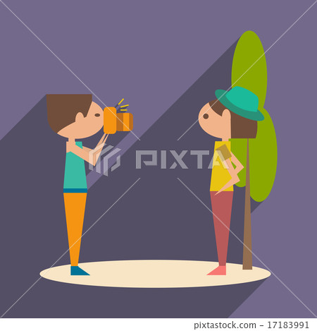 Flat with shadow icon and mobile application... - Stock Illustration ...