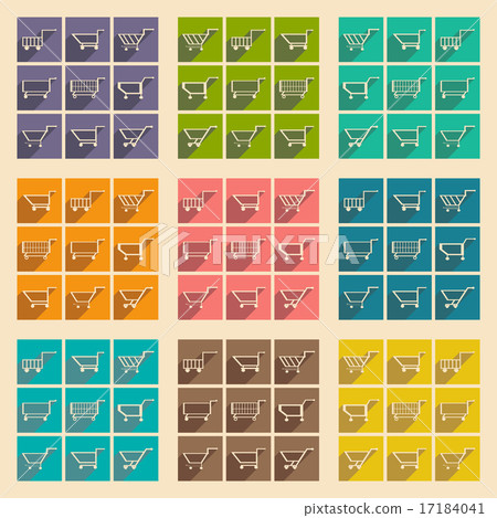 Flat with shadow concept and mobile application cart Flat with shadow concept and mobile application cart 17184041