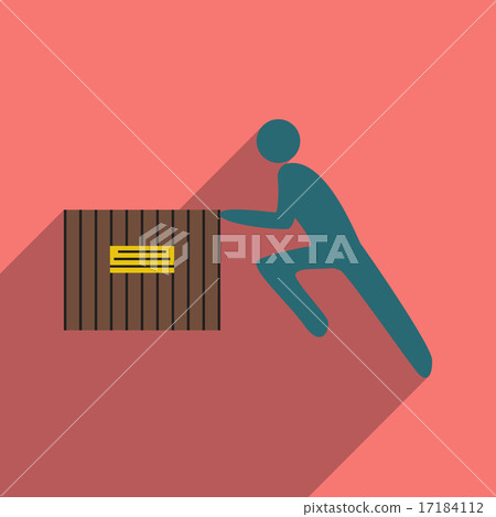 Flat with shadow icon and mobile application people moving box Flat with shadow icon and mobile application people moving box 17184112