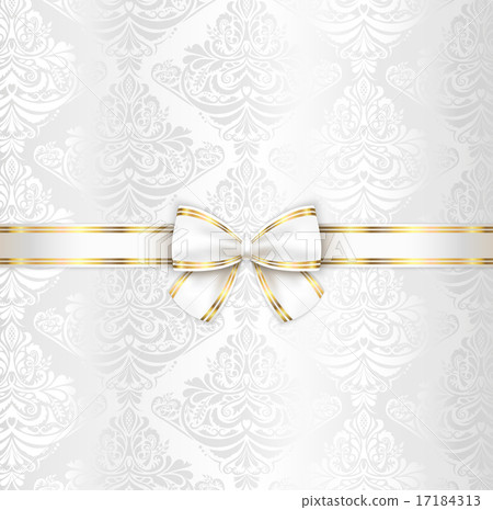 White luxury wedding invitation with white ribbon 17184313