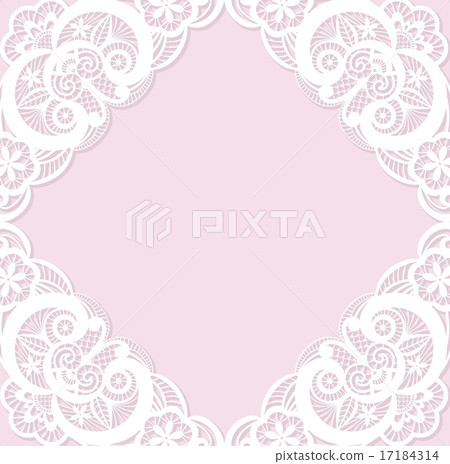 Classical wedding invitation with white lace 17184314