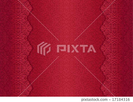 Red luxury vintage background with floral ornament - Stock Illustration ...