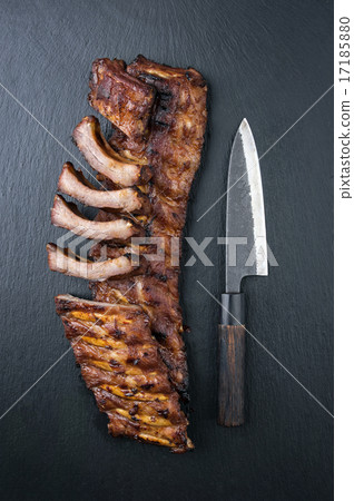 Barbecue Spare Ribs on Black Background Barbecue Spare Ribs on Black Background 17185880