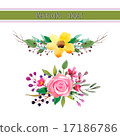 Watercolor flowers with foliage 17186786